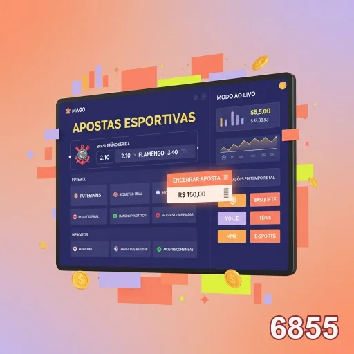 Imagem do site 6855 com interface de apostas esportivas.