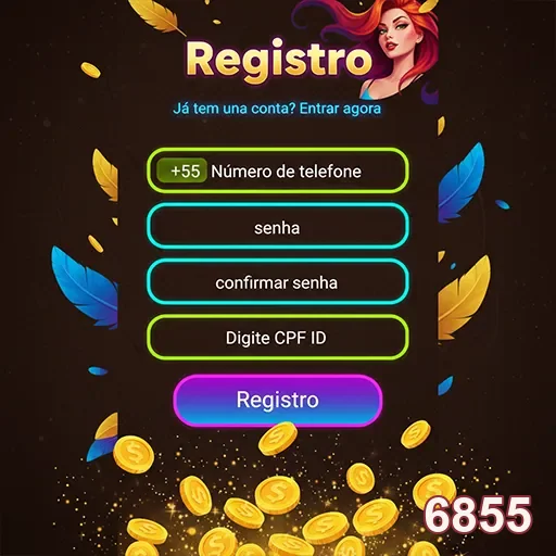 Tela de registro de 6855 com campos de dados para novos usuários.