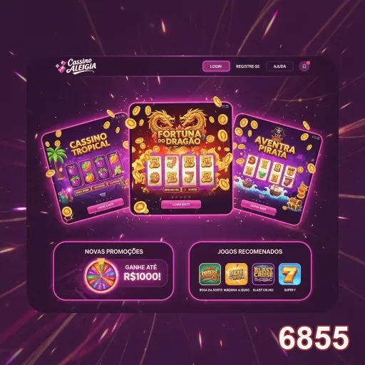 Interface do site 6855 com jogos slots VIP destacados.