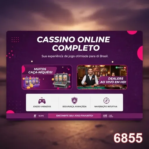 Interface do aplicativo cassino 6855 com jogos variados.