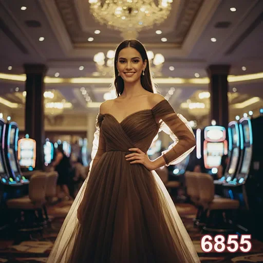 Jogadora com vestido elegante em cassino do 6855.