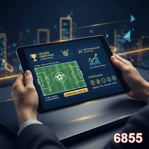 Jogador segurando tablet mostrando jogos de slots no 6855.