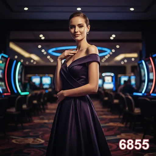 Jogadora elegante em ambiente de cassino na 6855.