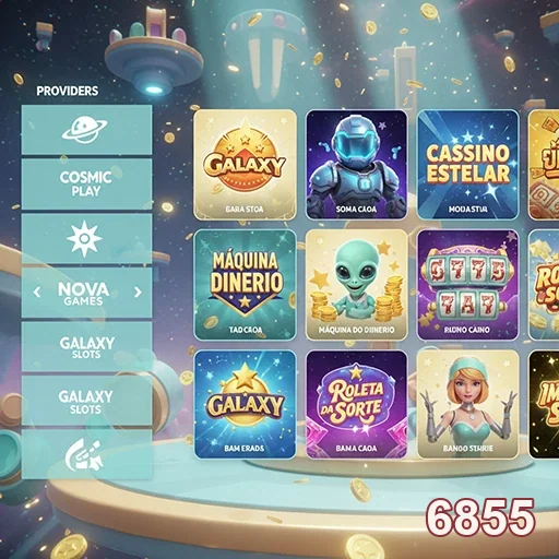 Tela de jogos disponíveis no site 6855 com ícones de slots.