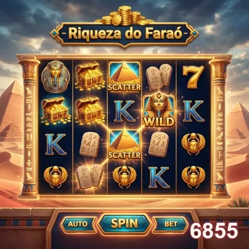 Slot Riches of Pharaoh da 6855 com símbolos egípcios.