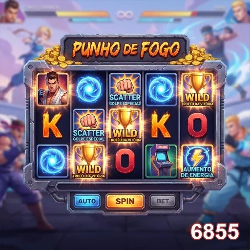 Tela do aplicativo 6855 exibindo o jogo Punho de Fogo.