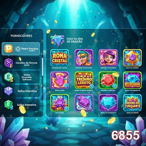Painel do app 6855 com jogos VIP, incluindo Jogo da Jóia de Dragão.