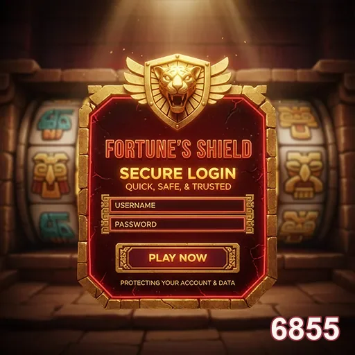 Tela de login do jogo Fortune's Shield no 6855.
