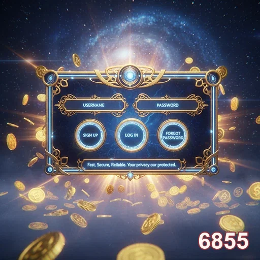 Tela de login do 6855 com botões para acessar e cadastrar.