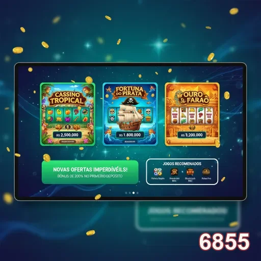 Jogador na plataforma 6855 acessando jogos VIP em tablet.
