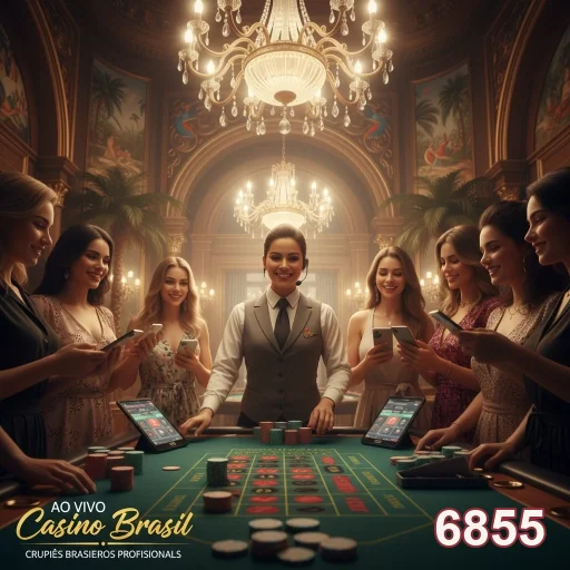Croupiers brasileiros em ação no cassino ao vivo 6855.